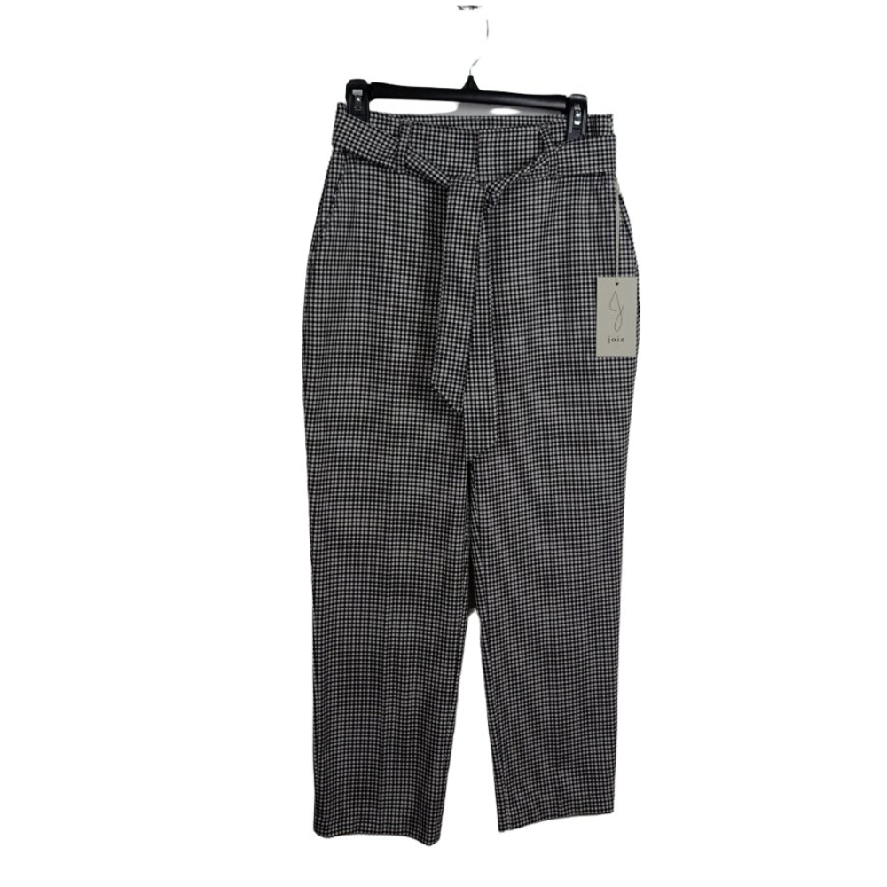 NWT JOIE Belted Gingham Pants Trousers High Waist Fashion Career Designer 4 - Picture 2 of 12